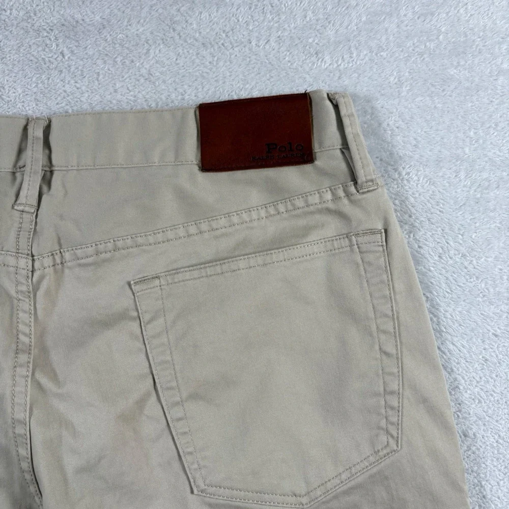 Polo Ralph Lauren Mens 34x32 Tan Five‎ Pocket Stretch Chino Pants Beige Straight